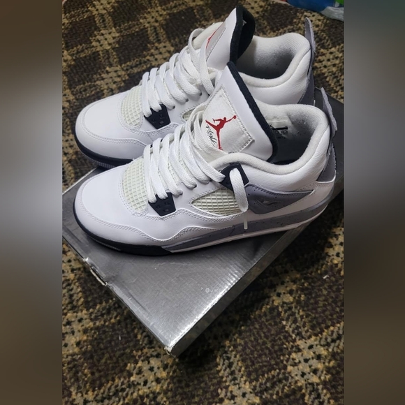 Nike Other - Nike Air Jordan 4 Retro White Cement Grey with Red Jumpman